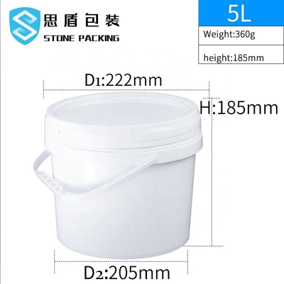 Dia 222 밀리미터 PP 백색 5l 화학은 플라스틱 컨테이너 360g를 둥글게 합니다