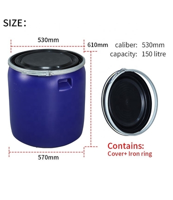 ISO9001 150L은 HDPE 플라스틱 관 530*70*610mm 음식 차원을 청색화합니다