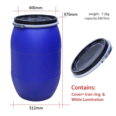 Lid와 160 kg/L HDPE 푸른 플라스틱 관