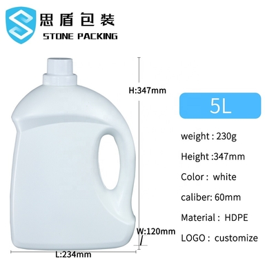 60 밀리미터 돌려서 여는 뚜껑 HDPE 비어 있는 세탁 세제병 2 킬로그램 5 킬로그램